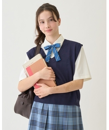 pom ponette junior（ポンポネットジュニア）の「【接触冷感・抗菌防臭】Vネックニットベスト（ベスト）」