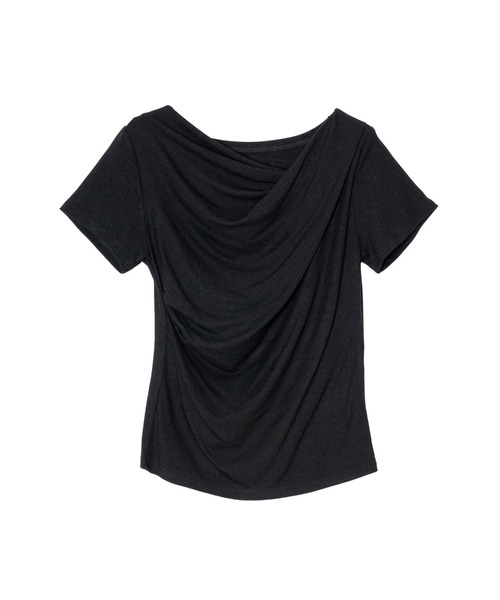 OFROOM(オフルーム)の「【接触冷感】Drape Rib Short Sleeve Tee|ドレープリブショートスリーブTee(Tシャツ/カットソー・レディース・グレイッシュベージュ/ブラック/ホワイト・FREE)」の6枚目の写真
