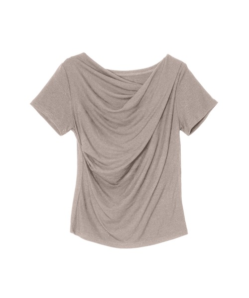 OFROOM(オフルーム)の「【接触冷感】Drape Rib Short Sleeve Tee|ドレープリブショートスリーブTee(Tシャツ/カットソー・レディース・グレイッシュベージュ/ブラック/ホワイト・FREE)」の4枚目の写真