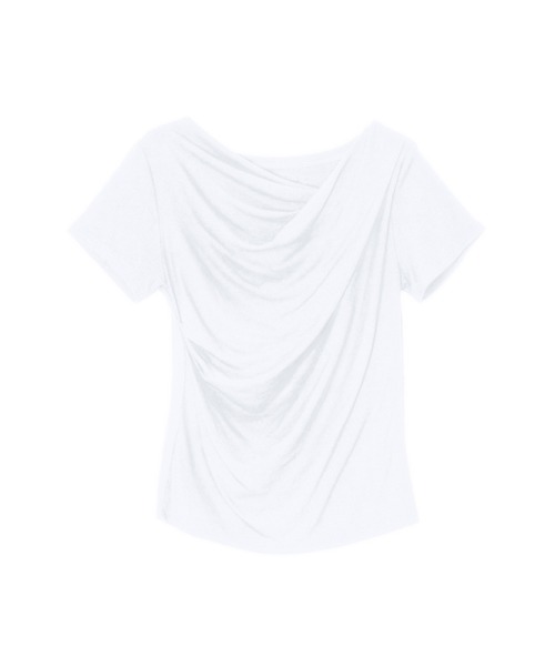 OFROOM(オフルーム)の「【接触冷感】Drape Rib Short Sleeve Tee|ドレープリブショートスリーブTee(Tシャツ/カットソー・レディース・グレイッシュベージュ/ブラック/ホワイト・FREE)」の5枚目の写真