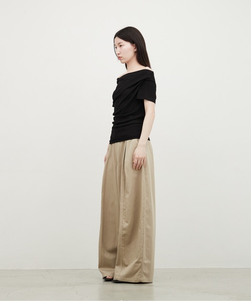 OFROOM(オフルーム)の「【接触冷感】Drape Rib Short Sleeve Tee|ドレープリブショートスリーブTee(Tシャツ/カットソー・レディース・グレイッシュベージュ/ブラック/ホワイト・FREE)」の22枚目の写真