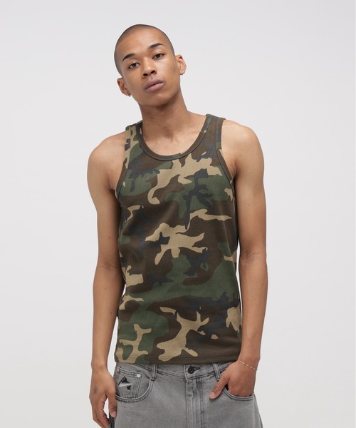 AVIREX（アヴィレックス）の「《DAILY/デイリー》CAMO WIDE TANK TOP / カモ ワイドタンクトップ デイリーウェア / AVIREX / アヴィレックス（タンクトップ・メンズ・グリーン系カモフラージュ/グレー系カモフラージュ・LARGE/MEDIUM/SMALL/X-LARGE）」の4枚目の写真