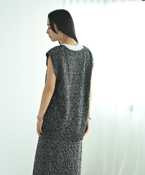 STYLE DELI（スタイルデリ）の「【BLK001】ツイード風ミックススラブプルオーバー（ニット/セーター・レディース・ミックスグレー/ブラック・FREE）」の5枚目の写真