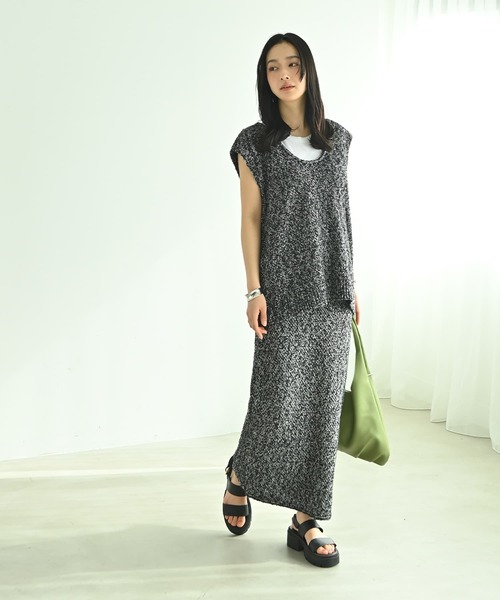 STYLE DELI（スタイルデリ）の「【BLK001】ツイード風ミックススラブプルオーバー（ニット/セーター・レディース・ミックスグレー/ブラック・FREE）」の7枚目の写真