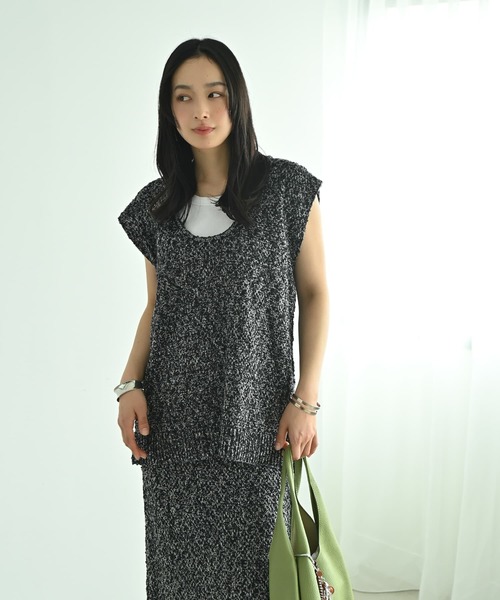 STYLE DELI（スタイルデリ）の「【BLK001】ツイード風ミックススラブプルオーバー（ニット/セーター・レディース・ミックスグレー/ブラック・FREE）」の8枚目の写真