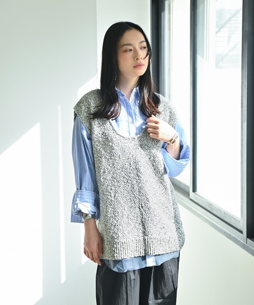 STYLE DELI（スタイルデリ）の「【BLK001】ツイード風ミックススラブプルオーバー（ニット/セーター・レディース・ミックスグレー/ブラック・FREE）」の13枚目の写真