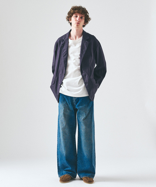 417 EDIFICE（フォーワンセブンエディフィス）の「ガーメントウォッシュ シャツジャケット（テーラードジャケット・メンズ・ネイビー/アイボリー・MEDIUM/LARGE）」の4枚目の写真