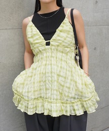 Ameri（アメリ）の「UNEVENNESS CHECK TUNIC TOP（キャミソール）」