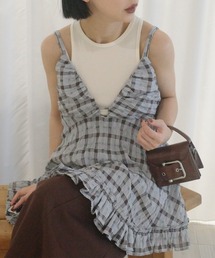 Ameri（アメリ）の「UNEVENNESS CHECK TUNIC TOP（キャミソール）」
