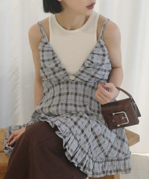Ameri(�A����)��UNEVENNESS CHECK TUNIC TOP(�L���~�\�[��)