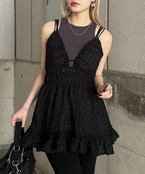 Ameri(�A����)��UNEVENNESS CHECK TUNIC TOP(�L���~�\�[��)