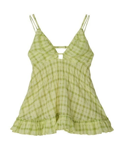Ameri(アメリ)の「UNEVENNESS CHECK TUNIC TOP(キャミソール・レディース・ライトブルー/ブラック/ライム・FREE)」の18枚目の写真