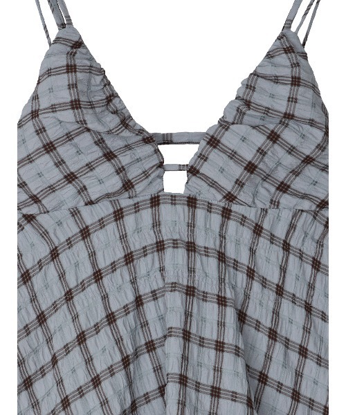 Ameri(アメリ)の「UNEVENNESS CHECK TUNIC TOP(キャミソール・レディース・ライトブルー/ブラック/ライム・FREE)」の16枚目の写真