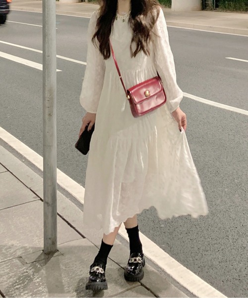 CHUL(チュル)の「シアーレースティアードロングワンピース(ワンピース・レディース・ホワイト・LARGE/MEDIUM/SMALL)」の2枚目の写真