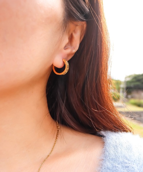 Deep cut hoop pierce/【ハワイアンジュエリー】【サージカル