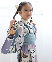 キッズ浴衣3点セット utatane 切子紋と涼しげラムネ色の松（浴衣