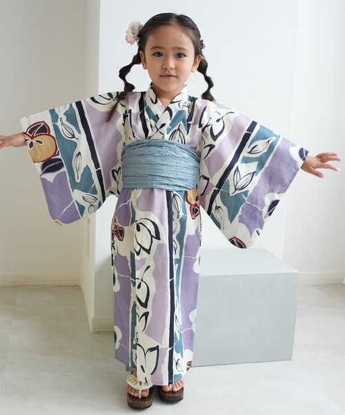 utatane(ウタタネ)の「2026新作 浴衣ワンピース2点セット 男女兼用 ひよこ商店(浴衣・キッズ・テラコッタ/ブルー/ブルーグリーン/グリーン/ネイビー/パープル/レッド/ライトグリーン・110cm/100cm/90cm/130cm/120cm)」の10枚目の写真