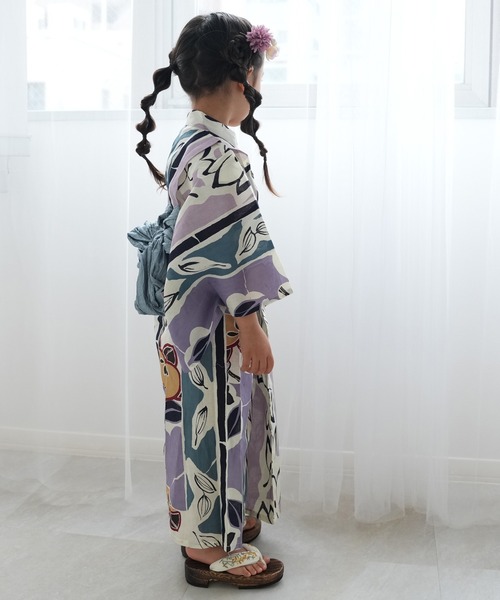 utatane(ウタタネ)の「2026新作 浴衣ワンピース2点セット 男女兼用 ひよこ商店(浴衣・キッズ・テラコッタ/ブルー/ブルーグリーン/グリーン/ネイビー/パープル/レッド/ライトグリーン・110cm/100cm/90cm/130cm/120cm)」の11枚目の写真