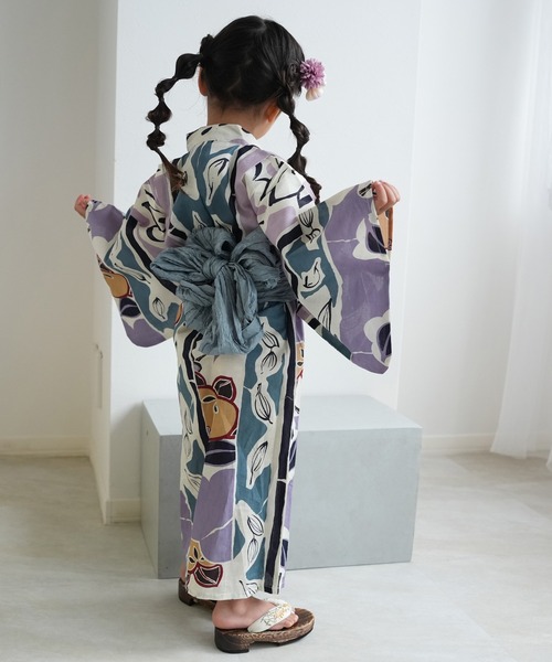 utatane(ウタタネ)の「2026新作 浴衣ワンピース2点セット 男女兼用 ひよこ商店(浴衣・キッズ・テラコッタ/ブルー/ブルーグリーン/グリーン/ネイビー/パープル/レッド/ライトグリーン・110cm/100cm/90cm/130cm/120cm)」の12枚目の写真