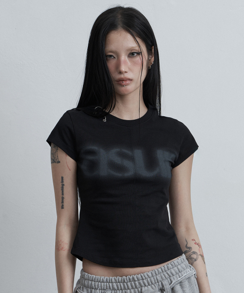 as you are(アズユーアー)の「AU ピアスキャップスリーブ ブラック(Tシャツ/カットソー・レディース・その他・OS)」の2枚目の写真