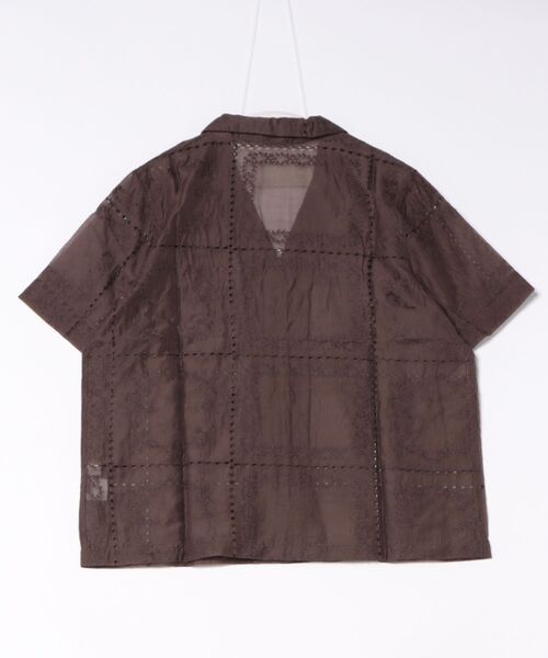 Shelly island(シェリーアイランド)の「総刺繍シアー半袖シャツ(シャツ/ブラウス・レディース・ブラック/ブラウン/その他/ホワイト・FREE)」の5枚目の写真