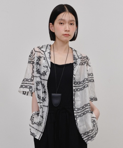 Shelly island（シェリーアイランド）の「総刺繍シアー半袖シャツ（シャツ/ブラウス・レディース・ブラック/ブラウン/その他/ホワイト・FREE）」の11枚目の写真