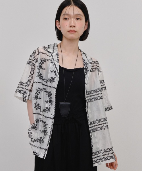 Shelly island（シェリーアイランド）の「総刺繍シアー半袖シャツ（シャツ/ブラウス・レディース・ブラック/ブラウン/その他/ホワイト・FREE）」の12枚目の写真