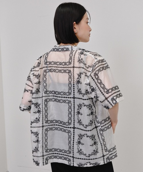 Shelly island（シェリーアイランド）の「総刺繍シアー半袖シャツ（シャツ/ブラウス・レディース・ブラック/ブラウン/その他/ホワイト・FREE）」の14枚目の写真