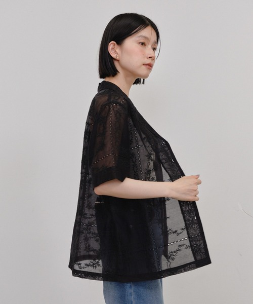 Shelly island（シェリーアイランド）の「総刺繍シアー半袖シャツ（シャツ/ブラウス・レディース・ブラック/ブラウン/その他/ホワイト・FREE）」の21枚目の写真