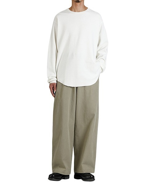 marka（マーカ）の「marka / マーカ：CREW NECK L/S TEE -ORGANIC COTTON HEMP MESH KNIT-：M25D06CS01C[COR]（Tシャツ/カットソー・メンズ・ホワイト/ブラック・2(M)）」の18枚目の写真