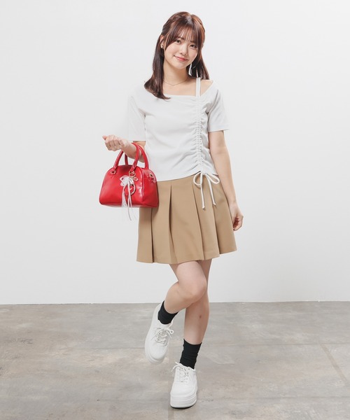 Honeys(ハニーズ)の「ワンショルダートップス(Tシャツ/カットソー・レディース・ヘザーチャコール/ブルー/ホワイト/ブラック・S/M/L)」の5枚目の写真