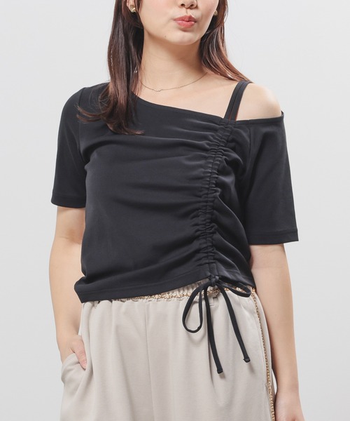 Honeys(ハニーズ)の「ワンショルダートップス(Tシャツ/カットソー・レディース・ヘザーチャコール/ブルー/ホワイト/ブラック・S/M/L)」の8枚目の写真