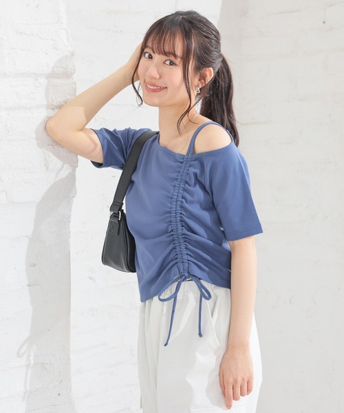 Honeys(ハニーズ)の「ワンショルダートップス(Tシャツ/カットソー・レディース・ヘザーチャコール/ブルー/ホワイト/ブラック・S/M/L)」の10枚目の写真
