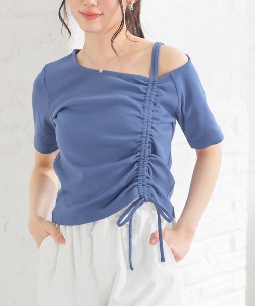 Honeys(ハニーズ)の「ワンショルダートップス(Tシャツ/カットソー・レディース・ヘザーチャコール/ブルー/ホワイト/ブラック・S/M/L)」の11枚目の写真