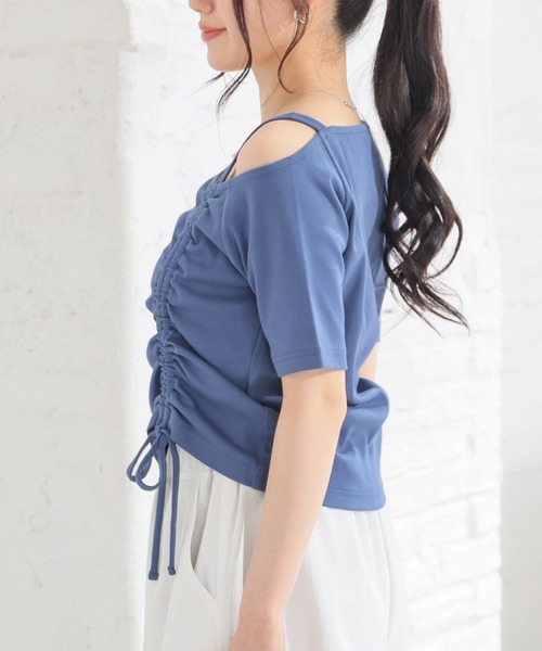 Honeys(ハニーズ)の「ワンショルダートップス(Tシャツ/カットソー・レディース・ヘザーチャコール/ブルー/ホワイト/ブラック・S/M/L)」の22枚目の写真