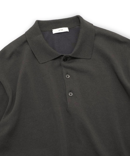 ATON】COTTON WASHI KNIT HALF SLEEVE POLO SWEATER（ポロシャツ