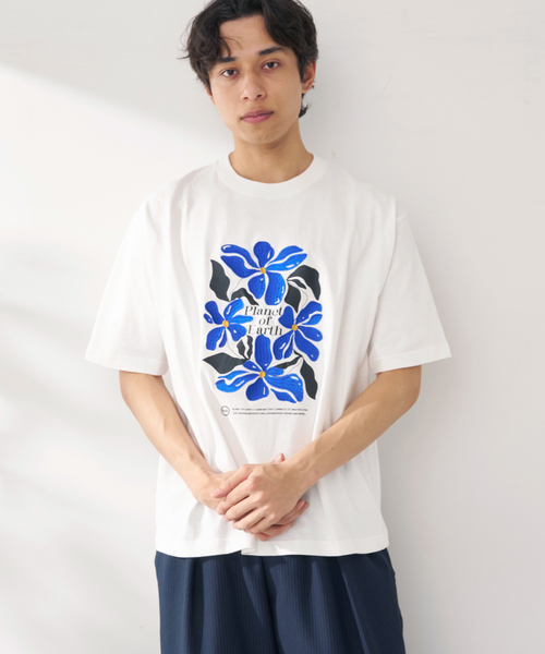 B.C STOCK（ベーセーストック）の「PLANET OF EARTH FLOWER EMB TEE（Tシャツ/カットソー・メンズ・ライトグレー/ホワイト/チャコールグレー/アイボリー・LARGE/MEDIUM）」の2枚目の写真