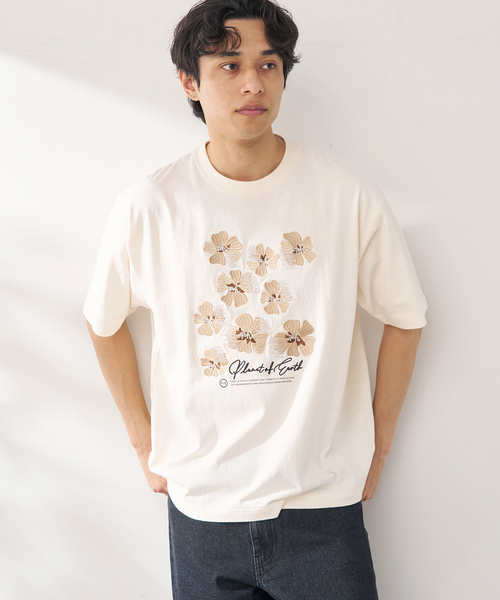 B.C STOCK（ベーセーストック）の「PLANET OF EARTH FLOWER EMB TEE（Tシャツ/カットソー・メンズ・ライトグレー/ホワイト/チャコールグレー/アイボリー・LARGE/MEDIUM）」の3枚目の写真