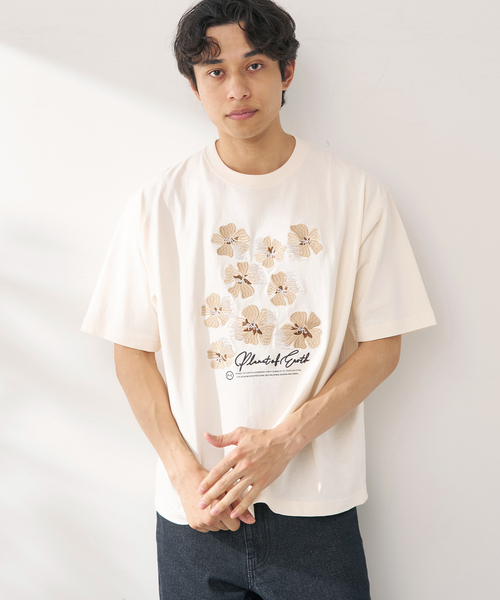 B.C STOCK（ベーセーストック）の「PLANET OF EARTH FLOWER EMB TEE（Tシャツ/カットソー・メンズ・ライトグレー/ホワイト/チャコールグレー/アイボリー・LARGE/MEDIUM）」の15枚目の写真