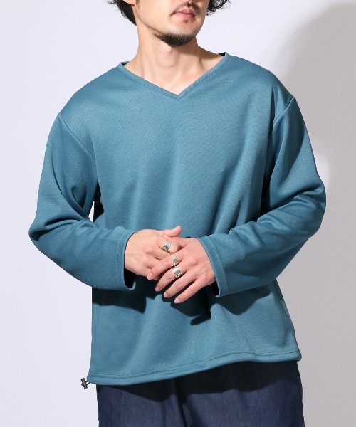 LUXSTYLE(ラグスタイル)の「ドローコード付きVネックロンT(Tシャツ/カットソー・メンズ・オリーブ/ネイビー/ブラック/ホワイト/ブルー/チャコール・L/M)」の6枚目の写真