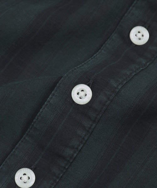 The DUFFER of ST.GEORGE(ザダファーオブセントジョージ)の「GARMENT DYED CHECK STAND COLLAR 3/4 SLEEVE SHIRT:ガーメントダイ スタンドカラー 7分袖チェックシャツ/ 製品染め / ヴィンテージ加工 / コットンシャツ / リラックスシルエット(シャツ/ブラウス・メンズ・ネイビー/オレンジ・LARGE/MEDIUM/SMALL/X-LARGE)」の14枚目の写真