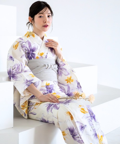 CELEN(セレン)の「【ゆかた単品】選べる8柄 夏花浴衣(浴衣・レディース・ネイビー系2/アイボリー系1/アイボリー系2/ブルー系2/ピンク系/ブラック系/ネイビー系1/ブルー系1・FREE)」の3枚目の写真