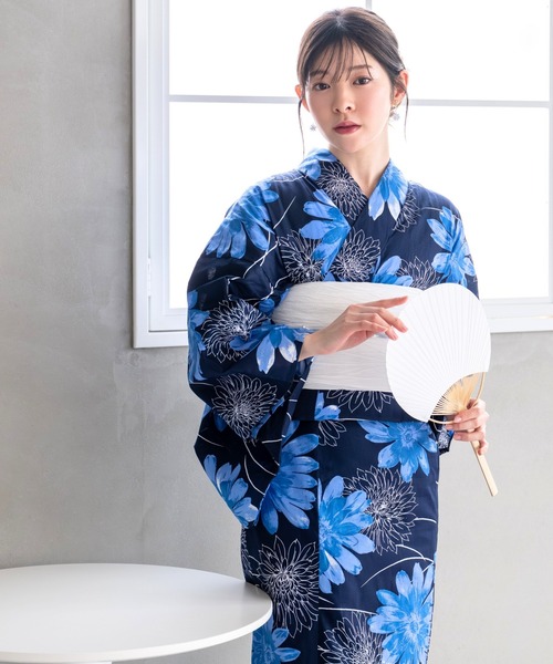 CELEN(セレン)の「【ゆかた単品】選べる8柄 夏花浴衣(浴衣・レディース・ネイビー系2/アイボリー系1/アイボリー系2/ブルー系2/ピンク系/ブラック系/ネイビー系1/ブルー系1・FREE)」の4枚目の写真