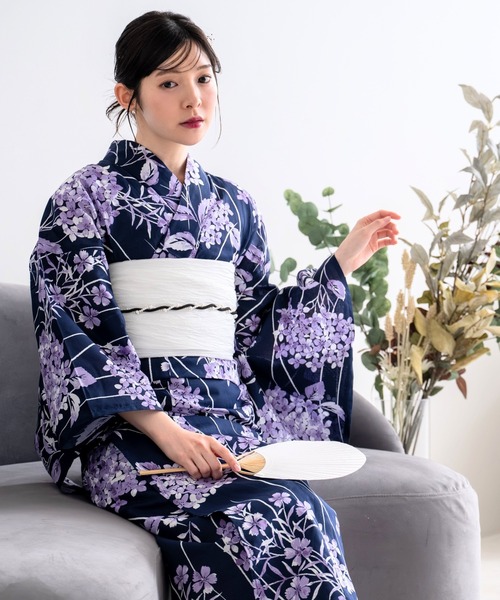 CELEN(セレン)の「【ゆかた単品】選べる8柄 夏花浴衣(浴衣・レディース・ネイビー系2/アイボリー系1/アイボリー系2/ブルー系2/ピンク系/ブラック系/ネイビー系1/ブルー系1・FREE)」の5枚目の写真