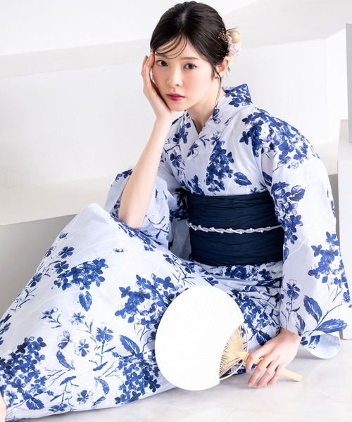 CELEN(セレン)の「【ゆかた単品】選べる8柄 夏花浴衣(浴衣・レディース・ネイビー系2/アイボリー系1/アイボリー系2/ブルー系2/ピンク系/ブラック系/ネイビー系1/ブルー系1・FREE)」の21枚目の写真