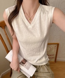 Vネックフレンチスリーブ半袖Tシャツ