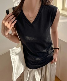 Vネックフレンチスリーブ半袖Tシャツ