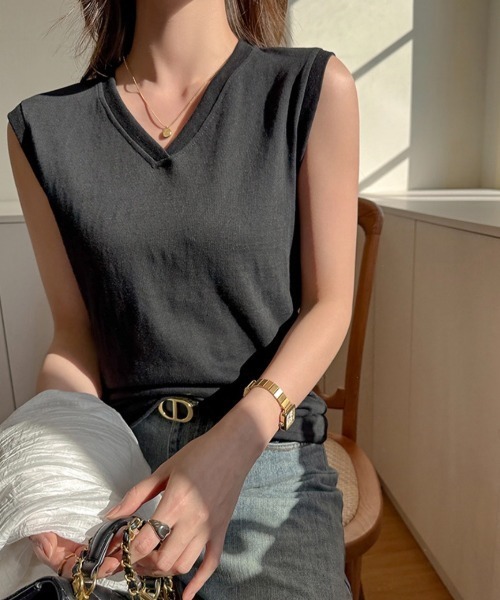 yuue' ( wear )(ユーイ)の「Vネックフレンチスリーブ半袖Tシャツ(Tシャツ/カットソー・レディース・ピンク/ホワイト/ブラック・FREE)」の13枚目の写真