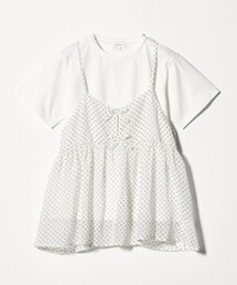 green label relaxing | ドット シフォン キャミソール Tシャツ セット / キッズ 140cm-160cm(Tシャツ/カットソー)