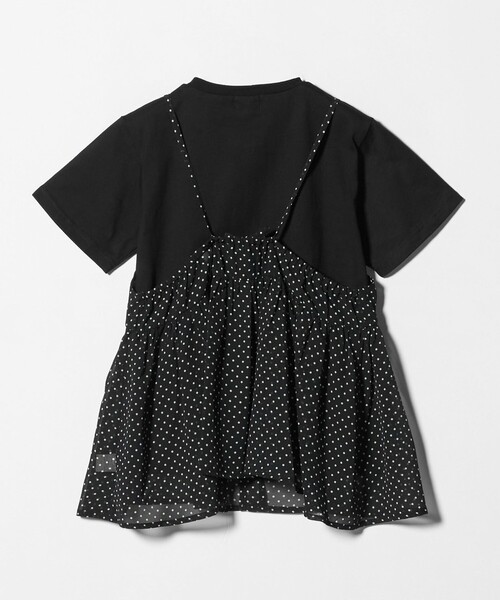 green label relaxing(グリーンレーベルリラクシング)の「ドット シフォン キャミソール Tシャツ セット / キッズ 140cm-160cm(Tシャツ/カットソー・キッズ・オフホワイト/ブラック・150cm/160cm/140cm)」の3枚目の写真